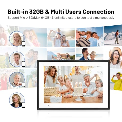 WiFi Digital Photo Frame 10.1 Inch IPS HD Touch Screen with 32GB Storage O9566