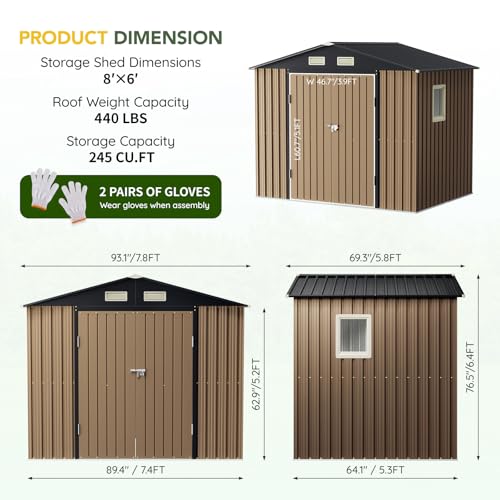 Outdoor Steel Storage Shed with Lockable Doors and Window L987864