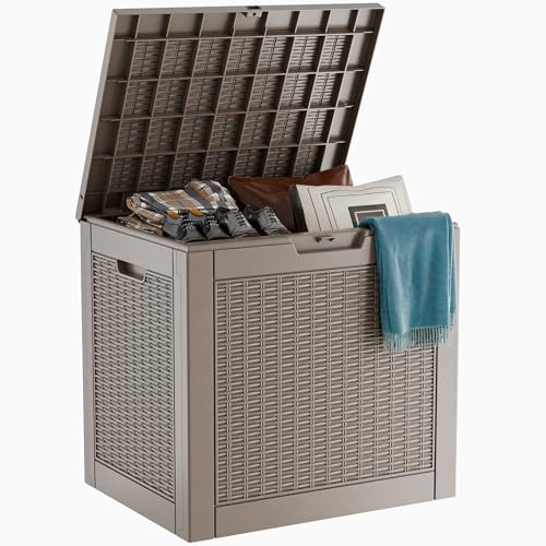 100 Gallon Resin Deck Box, Lockable Patio Outdoor Storage, Waterproof - Black F75230
