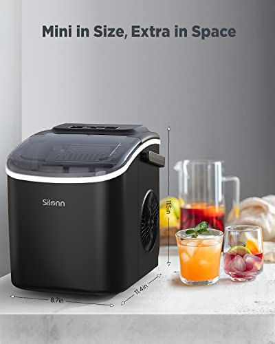 Ice Maker Countertop, 26Lbs/24H, Self-Cleaning, 9 Cubes in 6 Mins, Black F4142