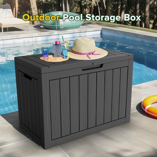 100 Gallon Resin Deck Box, Lockable Patio Outdoor Storage, Waterproof - Black F75230