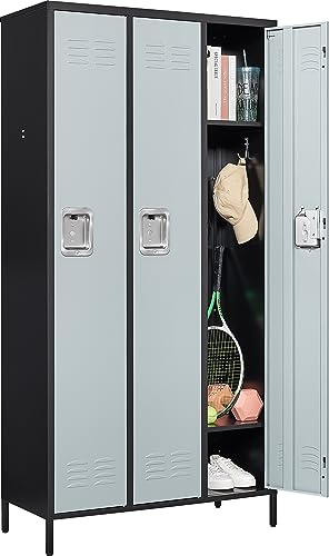 3-Door Blue Steel Storage Locker for Office, School, Gym C68898