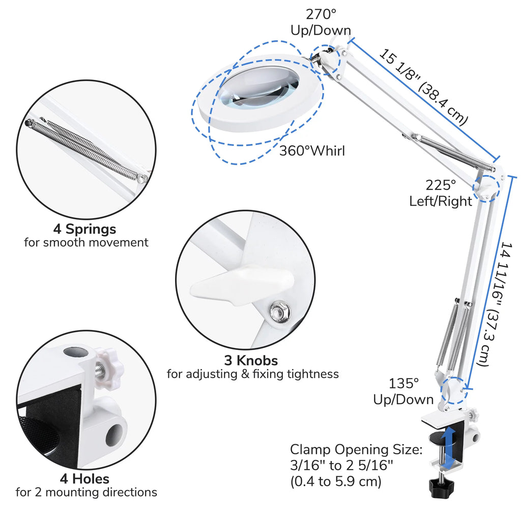 LED Magnifying Lamp with Clamp Adjustable Arm U5060