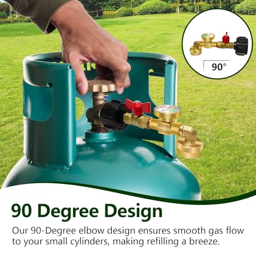 Propane Refill Adapter for 1 lb Tanks with Gauge Valve, Solid Brass O85416
