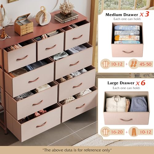 9-Drawer Fabric Storage Tower for Bedroom, Closet, Tall Chest Organizer with Steel Frame R839993