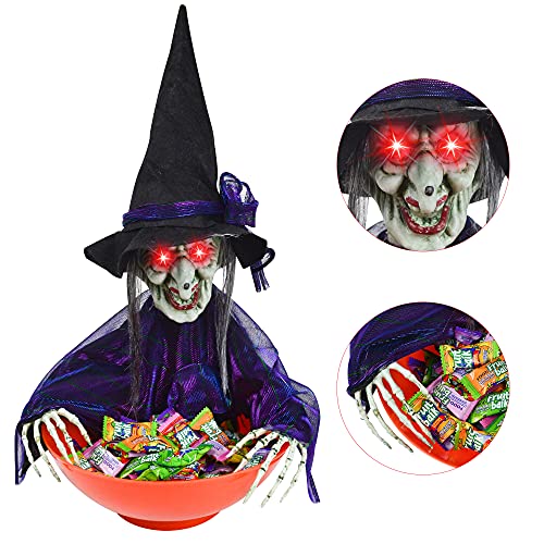 Halloween Candy Bowl Witch Decorations with LED Lights Q72681