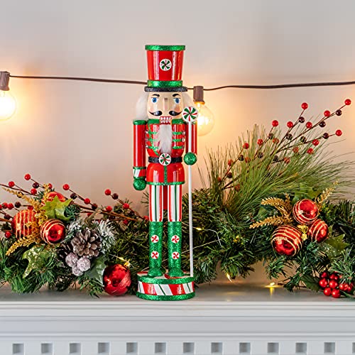 Wooden Peppermint Nutcracker Doll 15" K167542