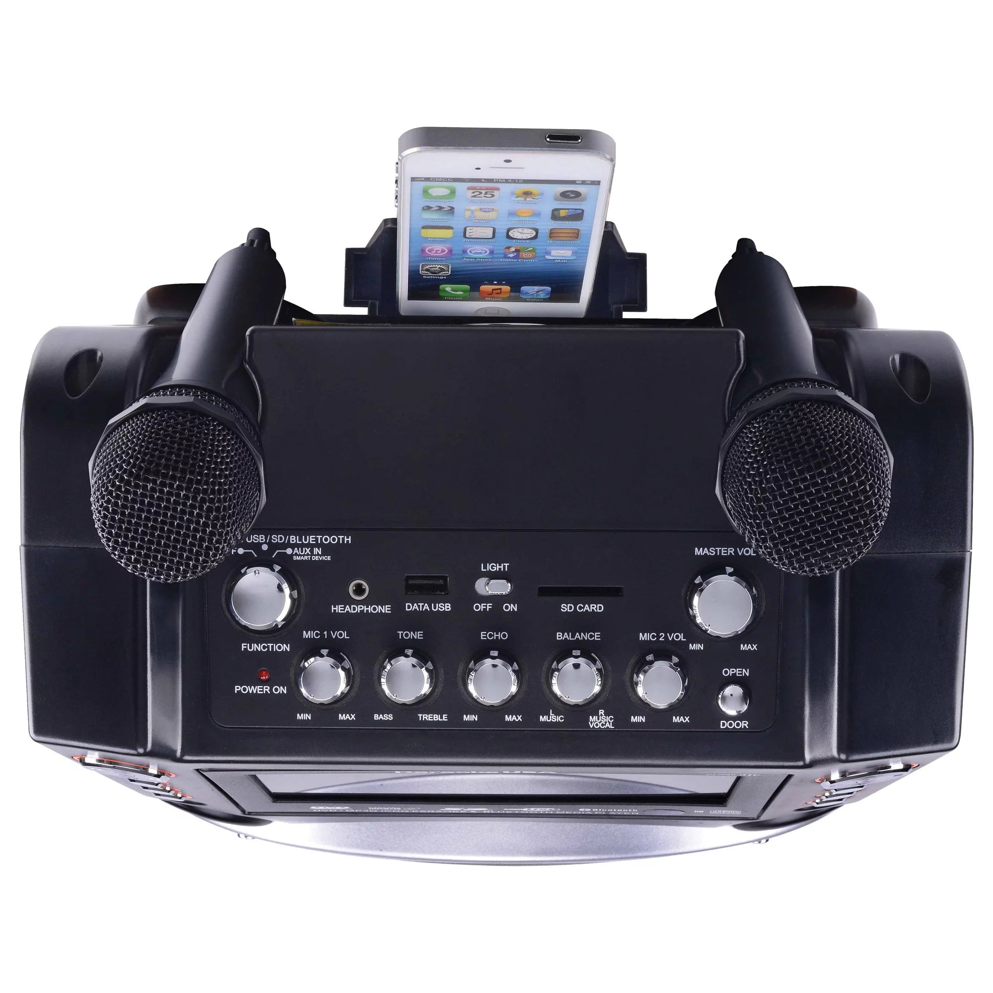 Karaoke System with Bluetooth, 7-Inch Screen, and 2 Microphones W239520