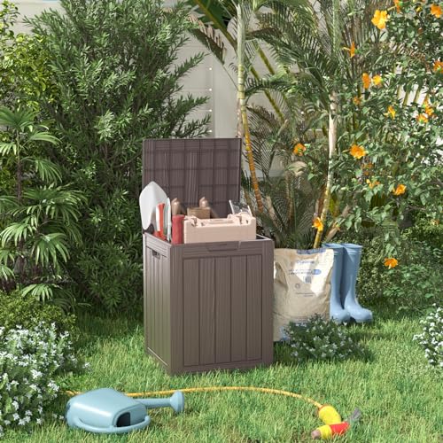 100 Gallon Resin Deck Box, Lockable Patio Outdoor Storage, Waterproof - Black F75230