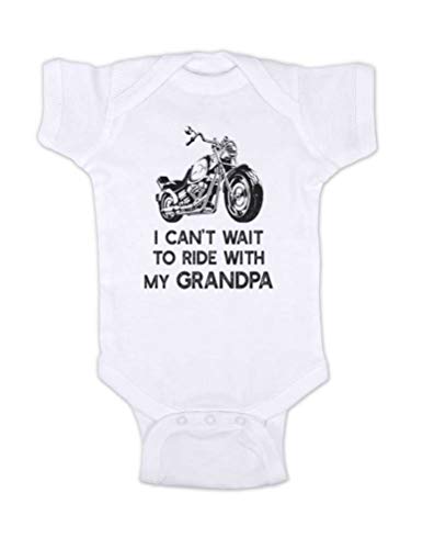 Hello Handmade I can't wait to ride with my Grandpa Motorcycle bike baby bodysuit shower gift