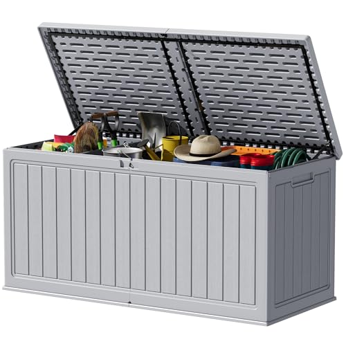 30 Gallon Waterproof Resin Deck Box for Outdoor Patio and Garden Storage Q30388