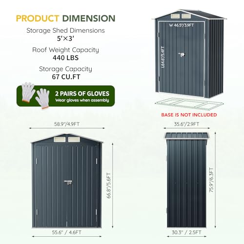 Outdoor Steel Storage Shed with Lockable Doors and Window L987864