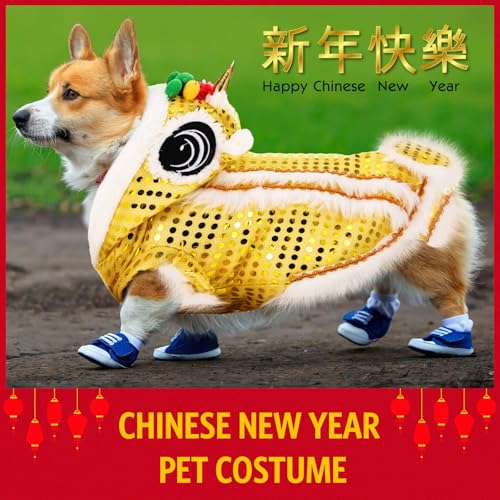 Lion Dance Dog Costume with Sequins for Chinese New Year Pet Outfit D95409