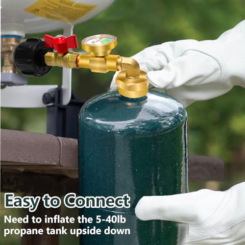 Propane Refill Adapter for 1 lb Tanks with Gauge Valve, Solid Brass O85416