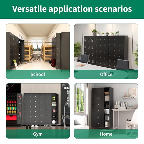 3-Door Steel Storage Locker with Shelves and Hooks I822961