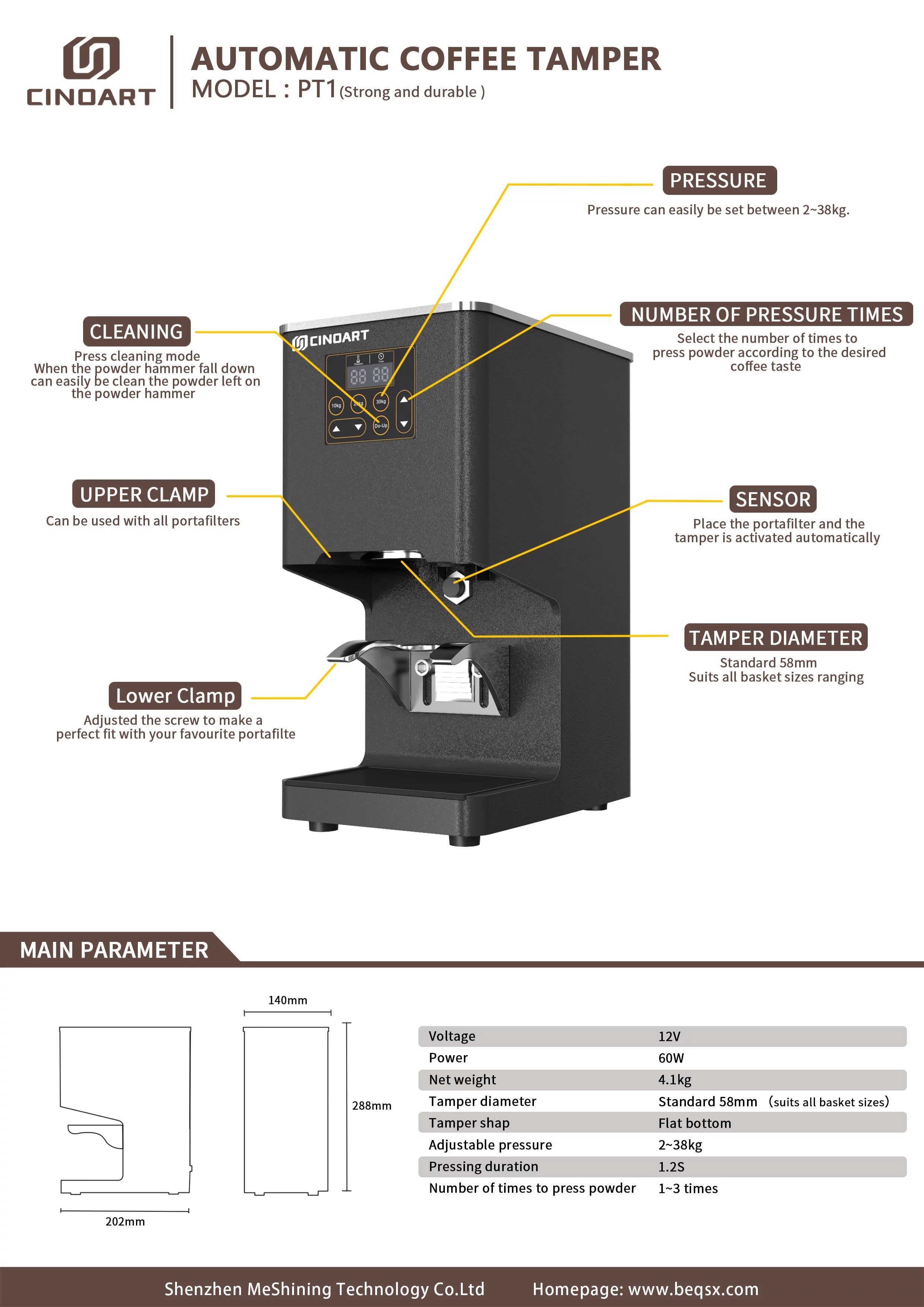 Electric Automatic 58mm Coffee Tamper Machine G994