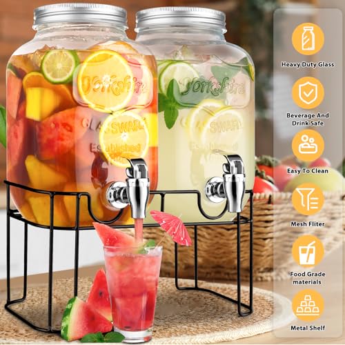 1 Gallon Glass Drink Dispenser with Stand and Spigot U10781