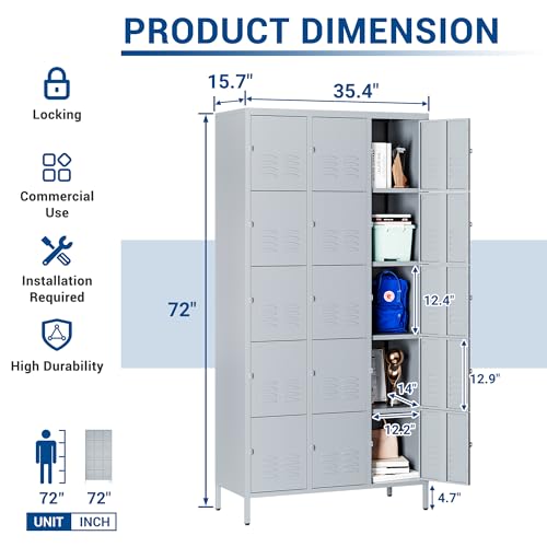 3-Door Blue Steel Storage Locker for Office, School, Gym C68898