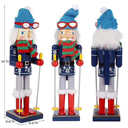 14 Inch Christmas Nutcracker Figures, Wooden Santa Chef Holding Gingerbread Men, Tabletop Centerpiece Decor R14704