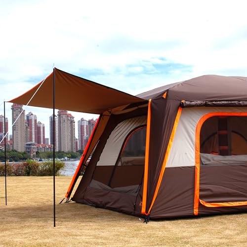 Extra Large Family Cabin Tent 2 Rooms 3 Doors 3 Windows Waterproof for Camping H460