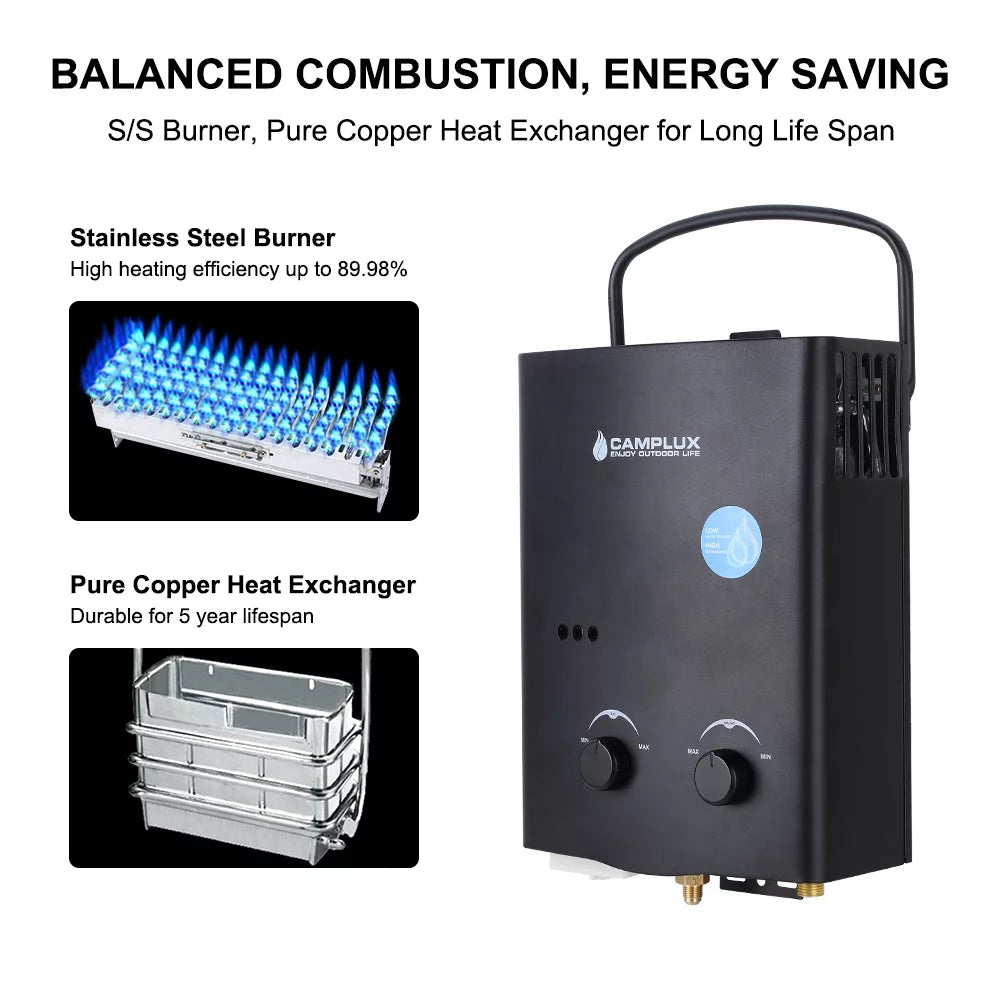 Outdoor Propane Portable Tankless Water Heater with Handle W74836