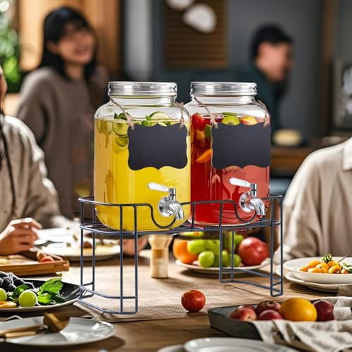 Glass Drink Dispenser with Stand, 2 Pack L526496