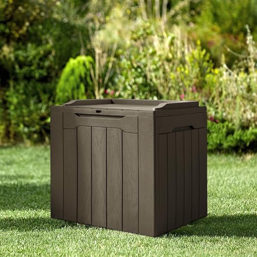 31 Gallon Resin Deck Box Waterproof Indoor Outdoor Storage for Patio Cushions and Garden Tools L90121