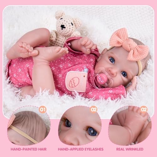 20 Inch Realistic Handmade Newborn Baby Doll with Blue Eyes, Weighted Cuddle Doll Q882284