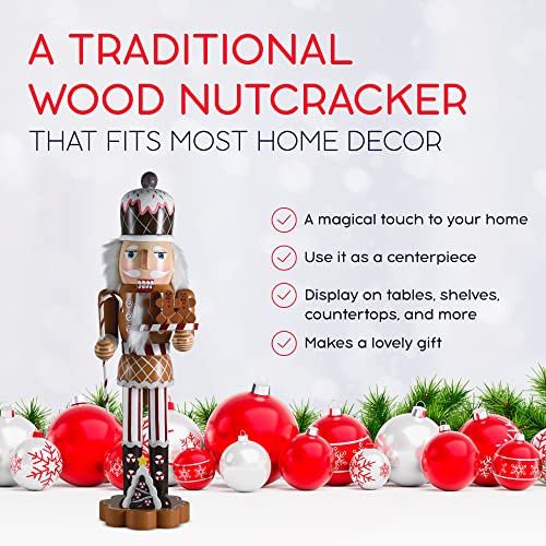 Christmas Candyland Gingerbread Nutcracker Wooden Figure with Candy Cane and Cookies F927
