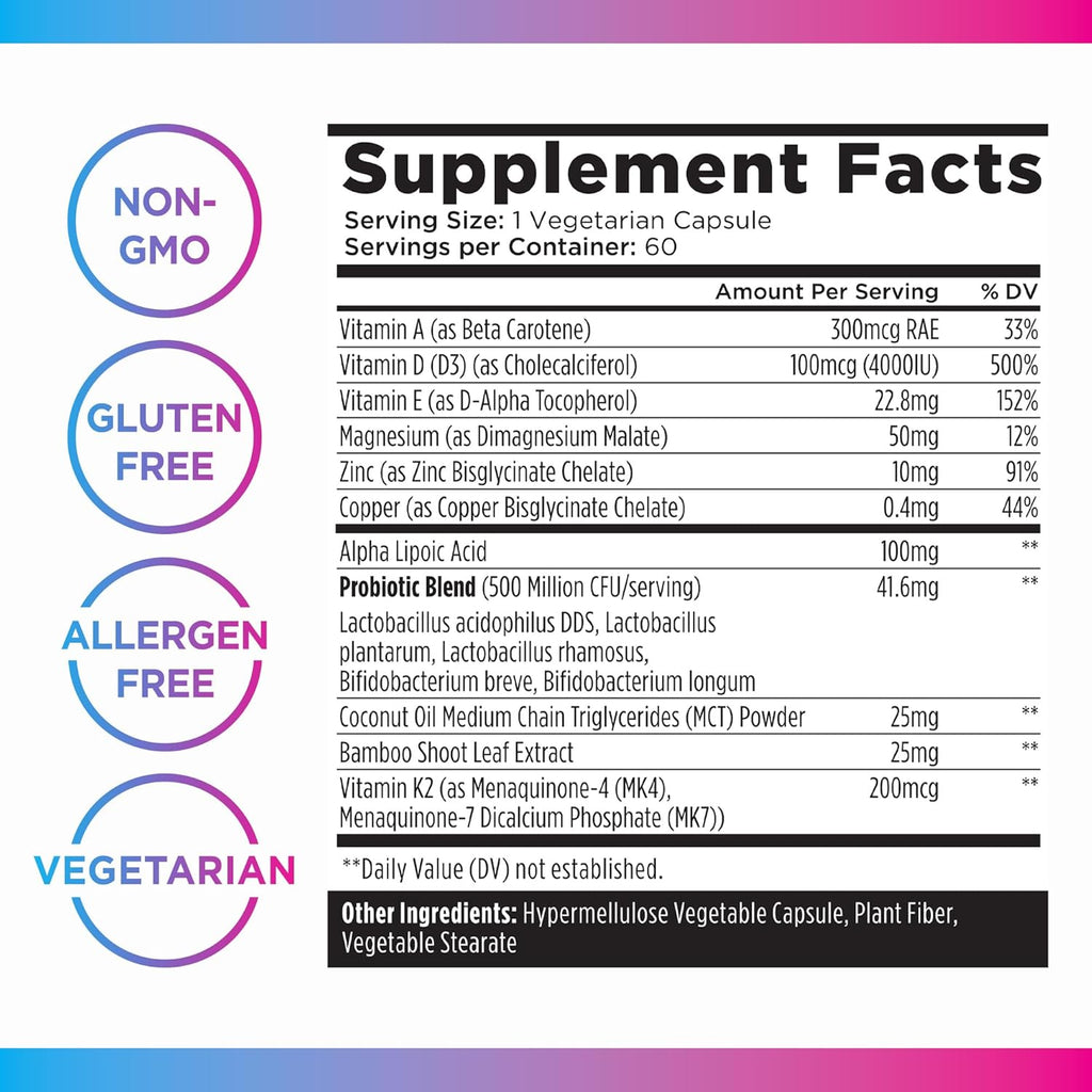 Vitamin D3 K2 4000 IU Supplement with Immune Support, 60 Capsules L695843