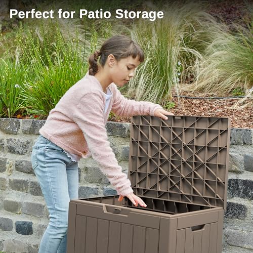 Outdoor Storage Box 31 Gallon Waterproof Resin Deck Box V3075