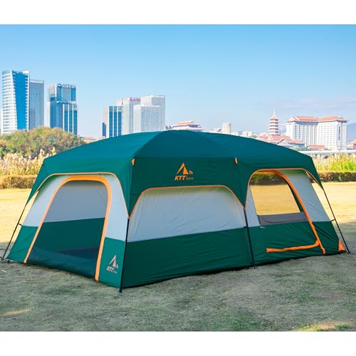 Extra Large Family Cabin Tent 2 Rooms 3 Doors 3 Windows Waterproof for Camping H460