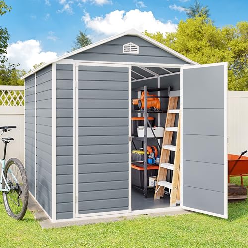 Outdoor Storage Shed with Floor, Lockable Doors, Window, Vents, Steel Frame U71245