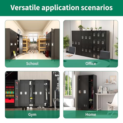 3-Door Steel Storage Locker with Shelves and Hooks I822961