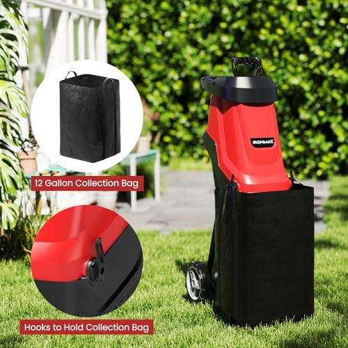 Electric Wood Chipper Shredder, Corded Leaf Mulcher with Collection Bag P14790
