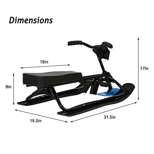 Snow Racer Sled with Steering Wheel and Twin Brakes for Kids Teens Winter Sport X37066