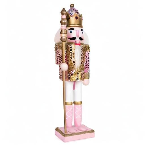 Pink Nutcracker Christmas Decor, Handmade Wooden Figure, 12" S521569