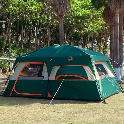 Extra Large Family Cabin Tent for Camping, 2 Rooms, 3 Doors, Waterproof E6603