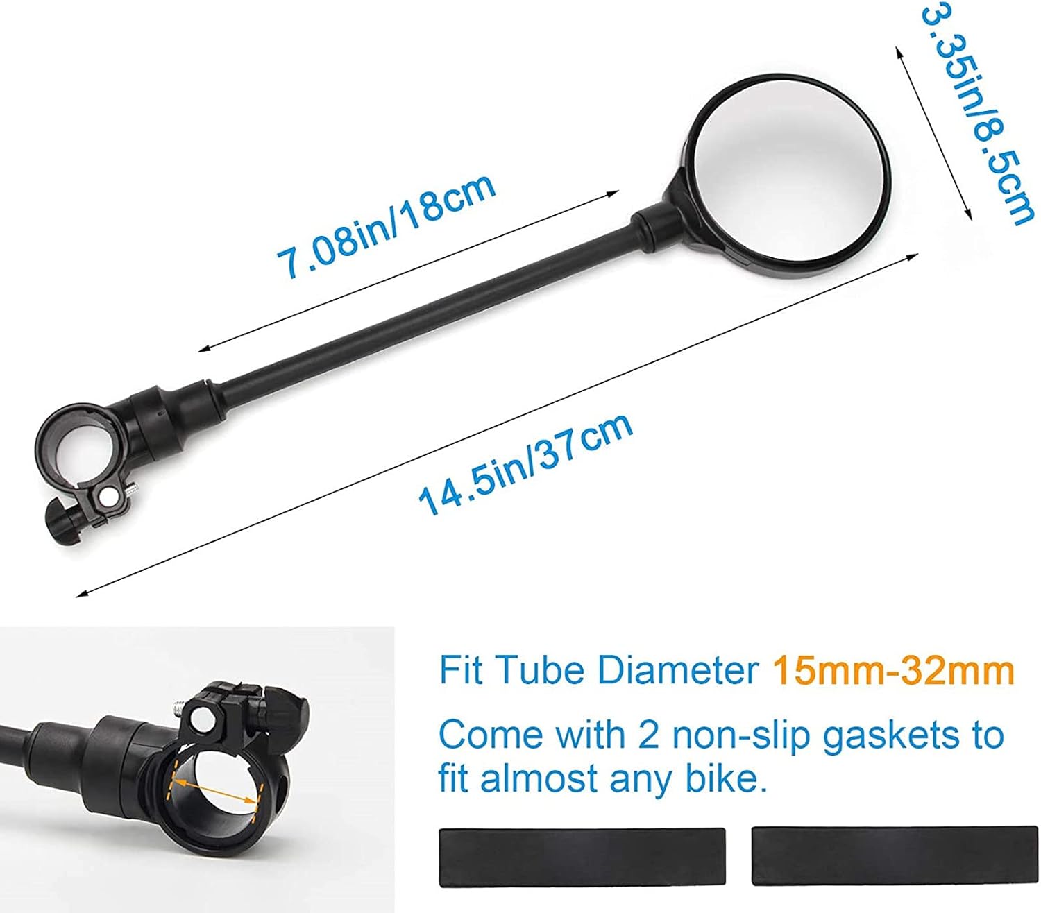Bike Mirror 2 Pack Handlebar Rear View 360° Rotatable for Mountain Road Bike N1627