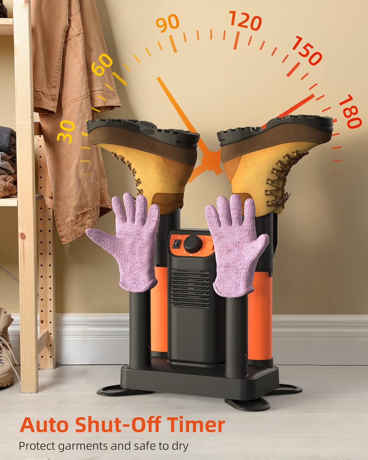 Boot Dryer for Shoes, Gloves & Helmets with Heat Blower and Timer A8678