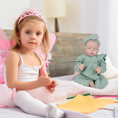 Realistic Reborn Baby Doll, 18 Inch Soft Body Sleeping Baby Girl with Pink Clothing Z645