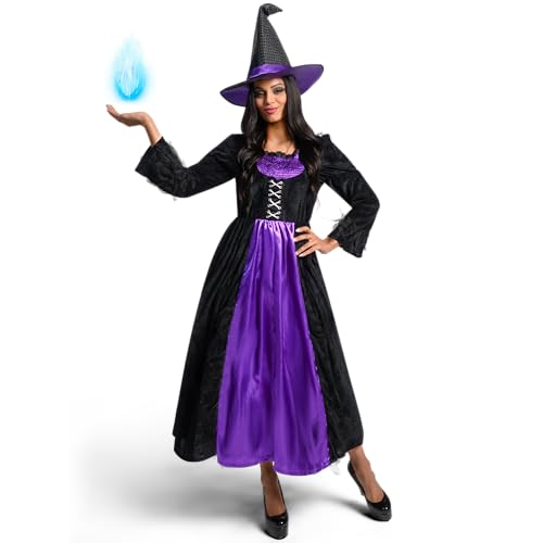 Witch Costume for Women with Dress Hat Accessories O3856