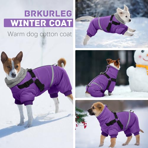 Black Dog Winter Coat with Harness, Reflective Waterproof Jacket for Small Dogs O43201