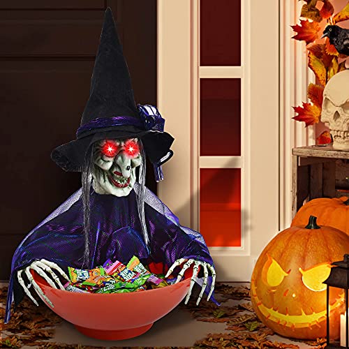Halloween Candy Bowl Witch Decorations with LED Lights Q72681