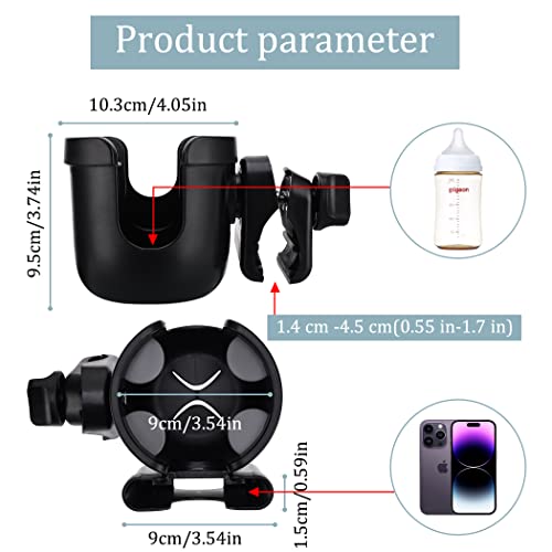 Stroller Cup Holder with Phone Holder, 2-in-1 for Bike and Wheelchair Q6552