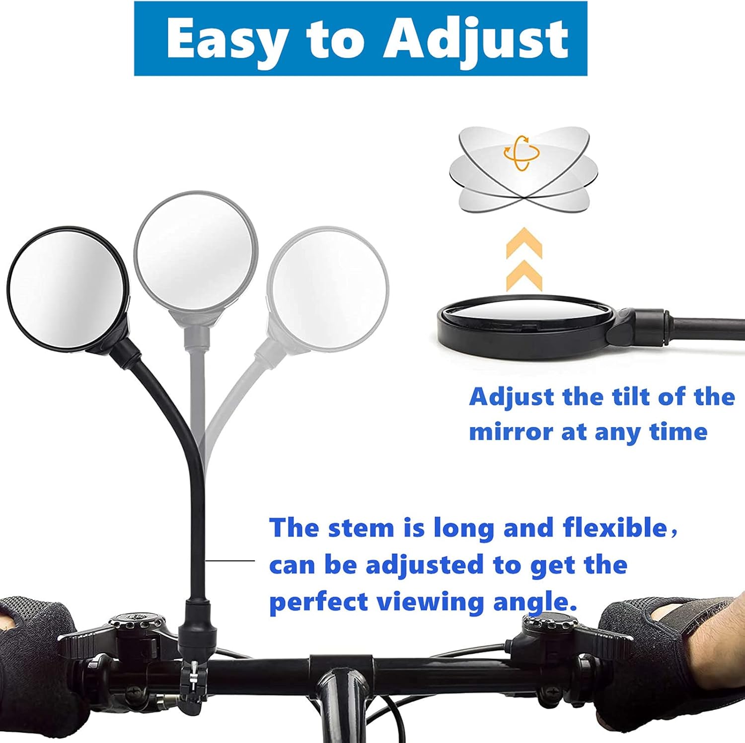 Bike Mirror 2 Pack Handlebar Rear View 360° Rotatable for Mountain Road Bike N1627