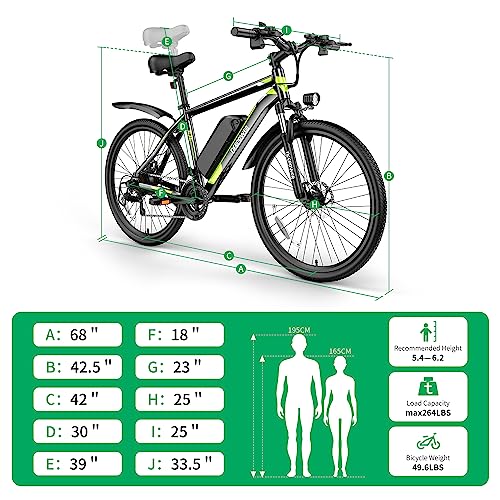 Electric Bike 500W Motor 26" for Adults 48V 12.8Ah Battery 21-Speed P665405