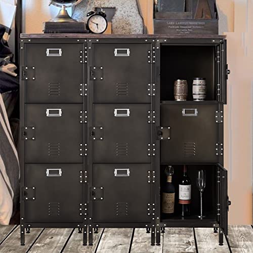 Vintage Metal Locker with Hooks, Lockable Single Door Storage M901
