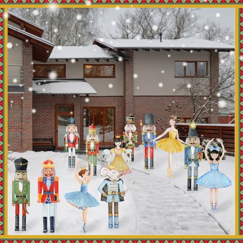 12 Pcs Christmas Nutcracker Yard Signs with Stakes Outdoor Lawn Decor C719