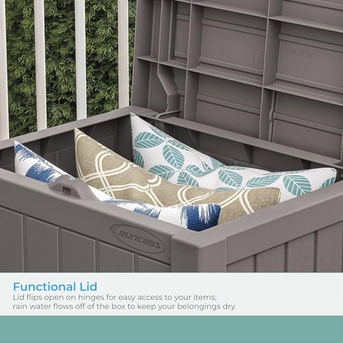 Outdoor Storage Box 22 Gallon Resin Deck Box with Flat-Lid Bench Seating B591
